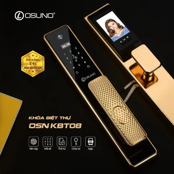 Khóa Cửa Vân Tay Đồng Mạ Vàng 24K OSN-KBT08 - Hình ảnh 3