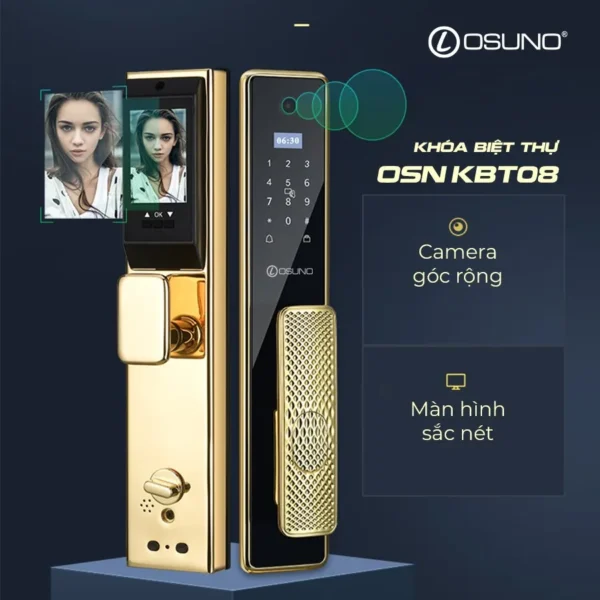 Khóa Cửa Vân Tay Đồng Mạ Vàng 24K OSN-KBT08 - Hình ảnh 5