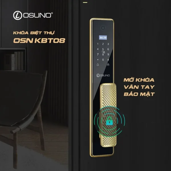 Khóa Cửa Vân Tay Đồng Mạ Vàng 24K OSN-KBT08 - Hình ảnh 7