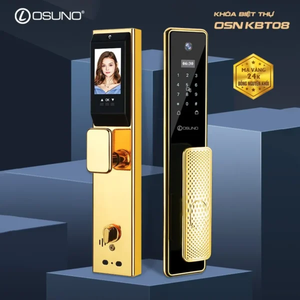 Khóa Cửa Vân Tay Đồng Mạ Vàng 24K OSN-KBT08